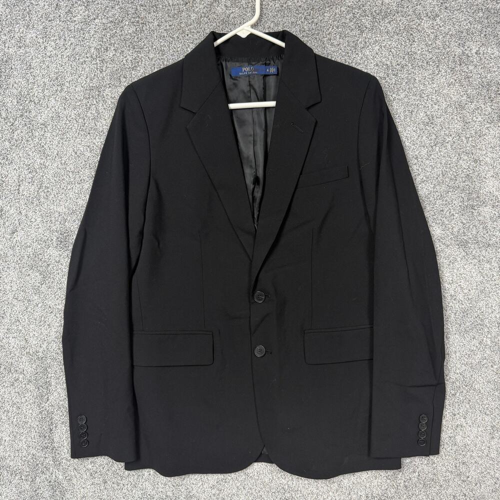 Polo Ralph Lauren Blazer Youth 6 Black Wool Blend Single Breasted Formal Preppy